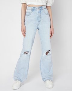Grey High Rise Loose Fit Jeans