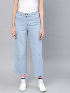 Straight Fit High Rise Look Cropped Jeans