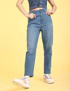 Women Blue Washed Slim Fit High Waist Jeans